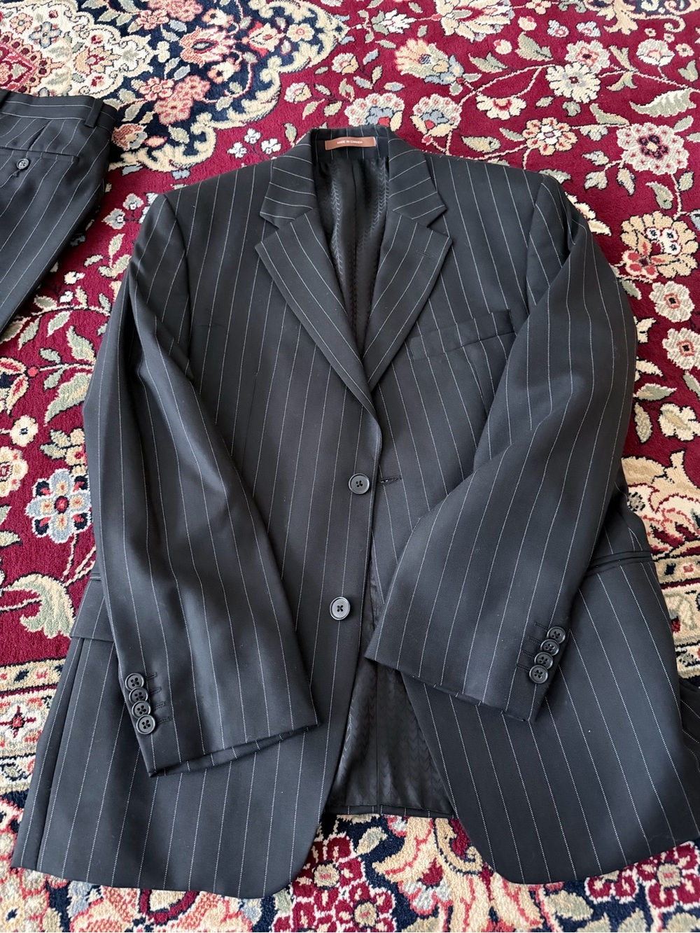 MICHAEL Michael Kors Black Pinstripe Two-Button Suit